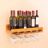 ONIJA  Wooden Wine Rack, Wine Display Stand, Wall Hanging Suspension, Creative Glass Wine Rack Cup Holder Kitchen, Living Room Bar Shelf